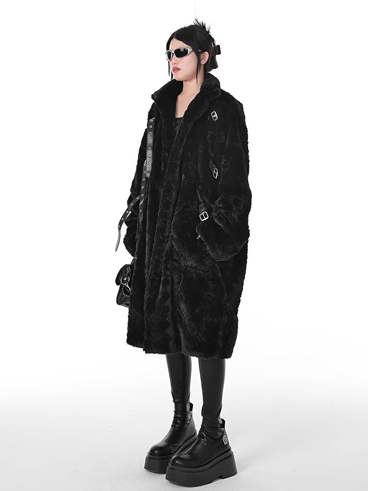 Casual Soft Thick Faux Fur Coat Stand Collar Punk Style Fluffy Coat-Fuzzy Jackets-Arimonz-Arimonz