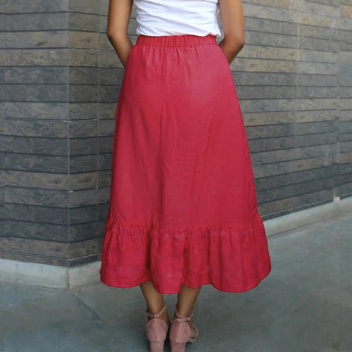 Casual Versatile Irregular Hem Front Split Skirt With Front Button-Skirts-Arimonz-Arimonz