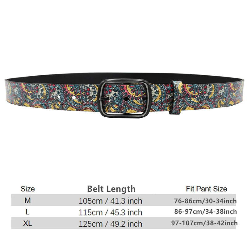 Casual Vintage Peacock Print Belt with Buckle Pin Fashionable Belt-Belts-Arimonz-Arimonz