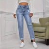 Casual Washed Ripped Straight-Leg Jeans Pants for Women-Skinny Jeans-Style Jeans Women Store-Arimonz