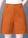 Casual Women's Shorts Button Fly Solid High Waist Shorts for Summer-Shorts-Arimonz-Orange-S-Arimonz