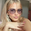 Cat Eye Frameless Rimless Sunglasses Luxury Fashion Polygon Shades-Sunglasses-Arimonz-Arimonz