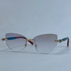 Cat Eye Frameless Rimless Sunglasses Luxury Fashion Polygon Shades-Sunglasses-Arimonz-Arimonz