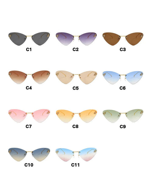 Cat Eye Rimless Sunglasses Letter F Punk Triangle Shape Sunglasses-Sunglasses-Arimonz-Arimonz