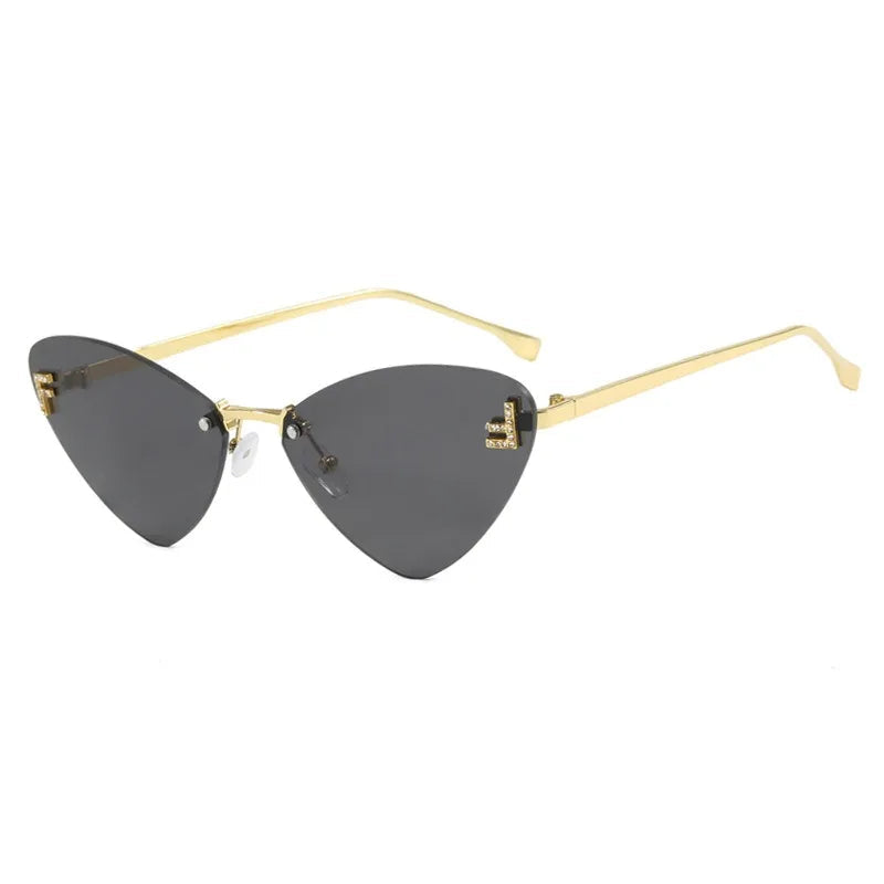 Cat Eye Rimless Sunglasses Letter F Punk Triangle Shape Sunglasses-Sunglasses-Arimonz-C1-Arimonz
