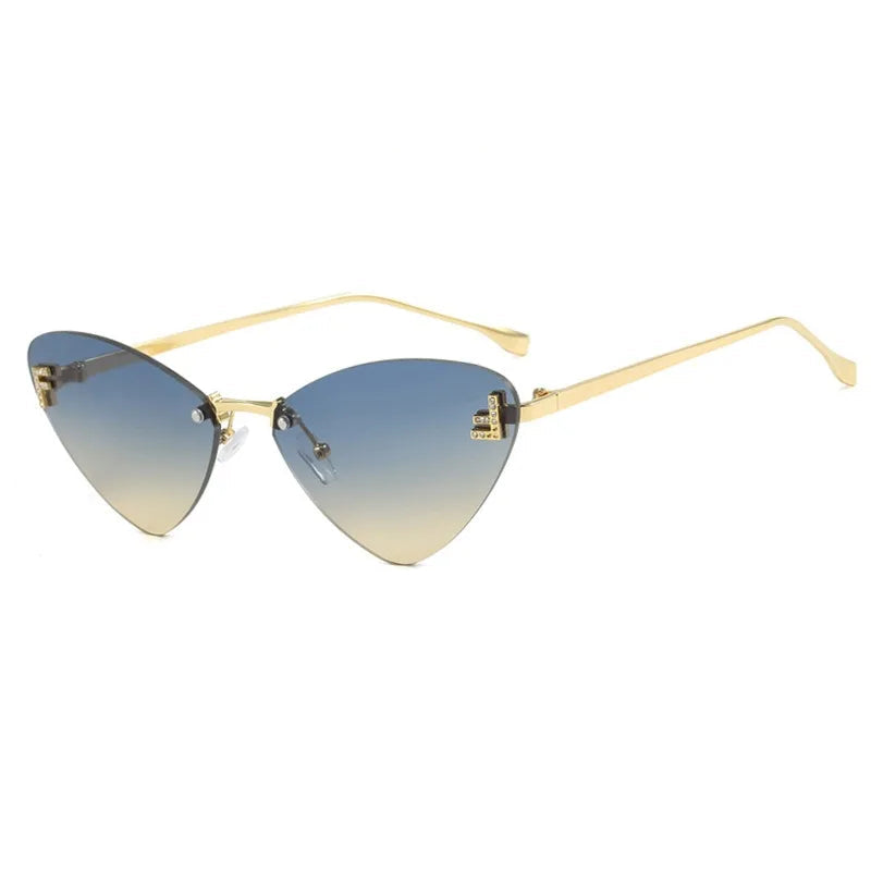 Cat Eye Rimless Sunglasses Letter F Punk Triangle Shape Sunglasses-Sunglasses-Arimonz-C10-Arimonz