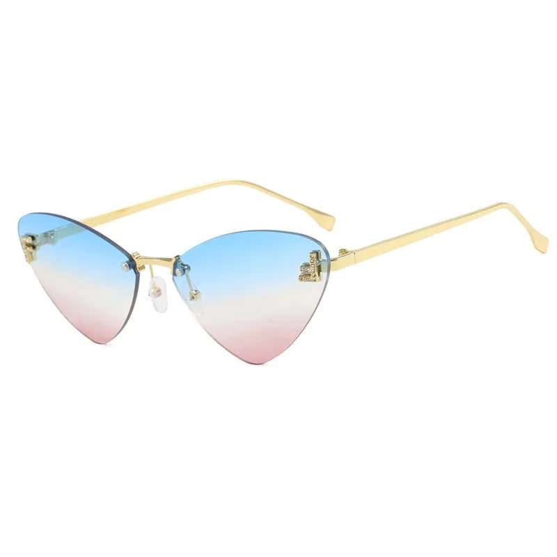 Cat Eye Rimless Sunglasses Letter F Punk Triangle Shape Sunglasses-Sunglasses-Arimonz-C11-Arimonz