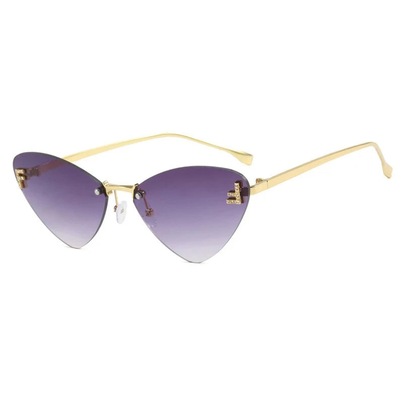 Cat Eye Rimless Sunglasses Letter F Punk Triangle Shape Sunglasses-Sunglasses-Arimonz-C2-Arimonz