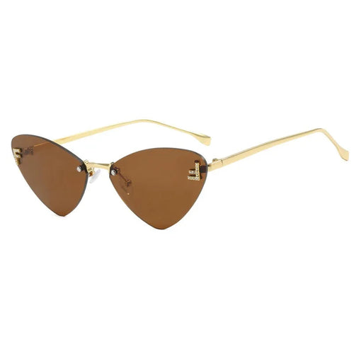 Cat Eye Rimless Sunglasses Letter F Punk Triangle Shape Sunglasses-Sunglasses-Arimonz-C3-Arimonz