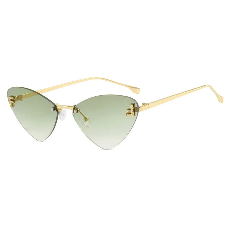 Cat Eye Rimless Sunglasses Letter F Punk Triangle Shape Sunglasses-Sunglasses-Arimonz-C9-Arimonz