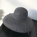 Vintage Patchwork Straw Wide Brim Sun Summer Hat Breathable Beach Cap 