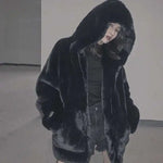 Thickened Mink Velvet Coat Women Winter Clothes Plush Hooded Fur Coat