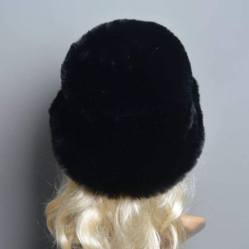 Faux Rabbit Fur Hat Super Soft Women Winter Hat Cotton Lining Warm Hat