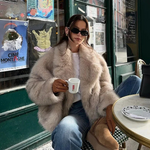 Chic Street Style Winter Fluffy Coat Gradient Faux Fur Luxury Jacket-Fuzzy Jackets-Arimonz-Arimonz