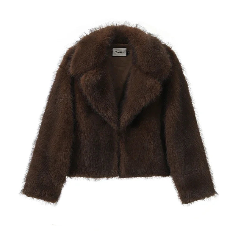 Chic Street Style Winter Fluffy Coat Gradient Faux Fur Luxury Jacket-Fuzzy Jackets-Arimonz-Brown gradient fur-S-Arimonz