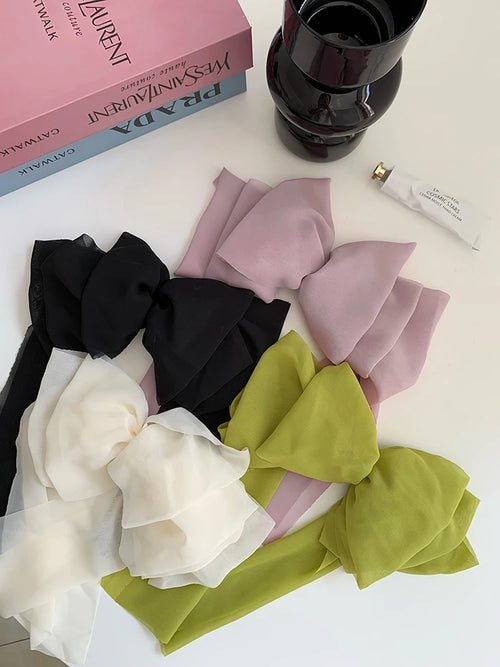 Chiffon Multi layer Large Barrette Bow Hairpin Back Head Ponytail-Hair Accessories-Arimonz-Arimonz