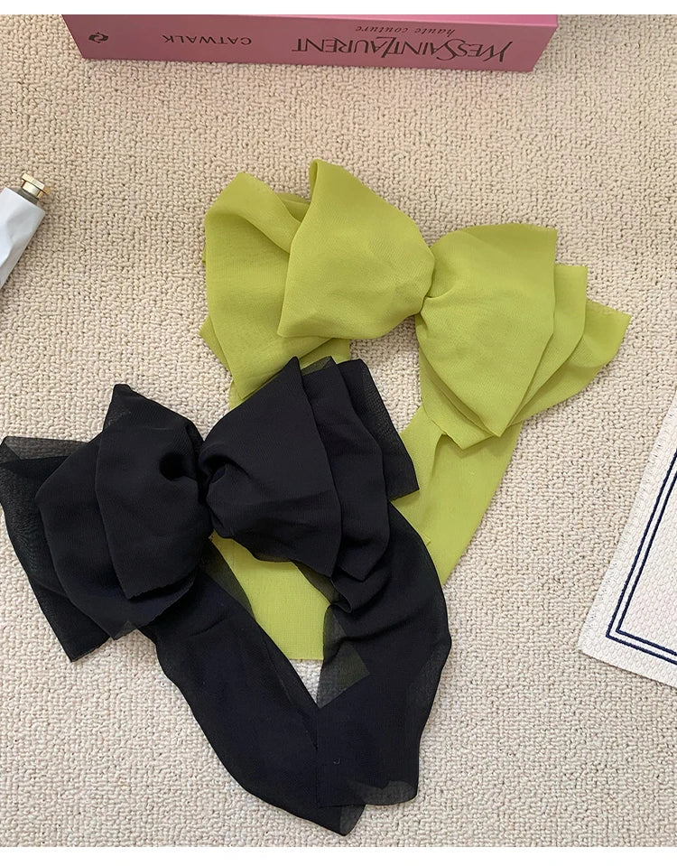 Chiffon Multi layer Large Barrette Bow Hairpin Back Head Ponytail-Hair Accessories-Arimonz-Arimonz