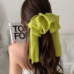Chiffon Multi layer Large Barrette Bow Hairpin Back Head Ponytail-Hair Accessories-Arimonz-green-Arimonz