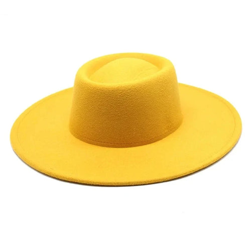 Classic British Style Big Wide Brim Fedora Hat For Women Winter Felt-Winter Hats-Arimonz-Arimonz