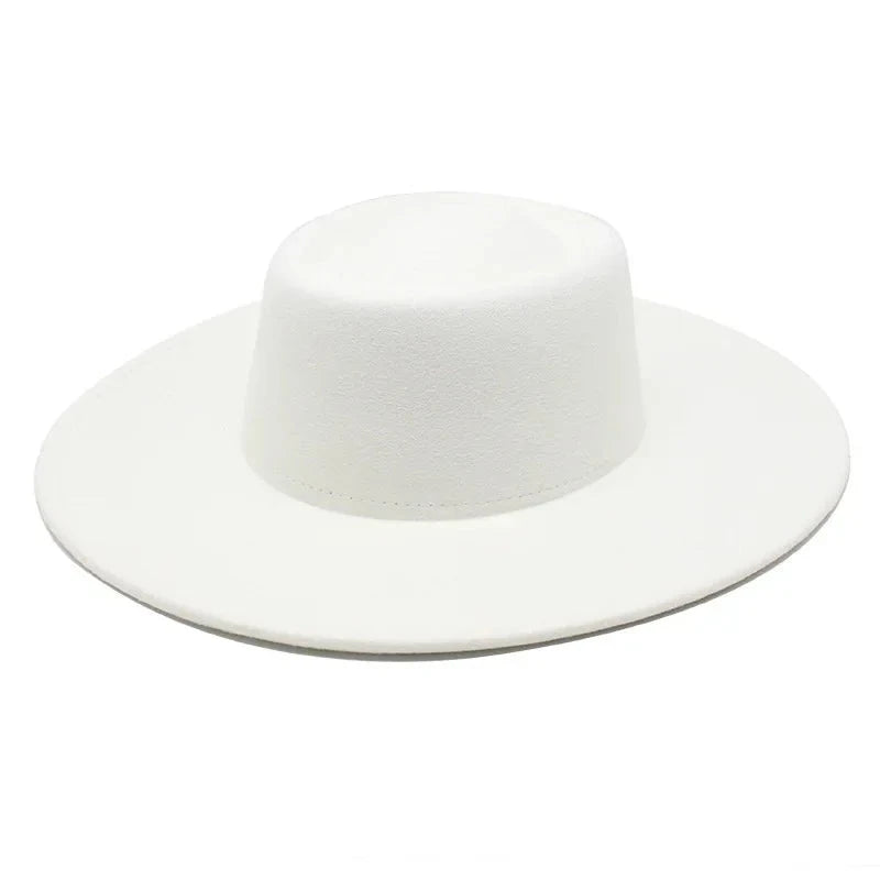 Classic British Style Big Wide Brim Fedora Hat For Women Winter Felt-Winter Hats-Arimonz-Arimonz