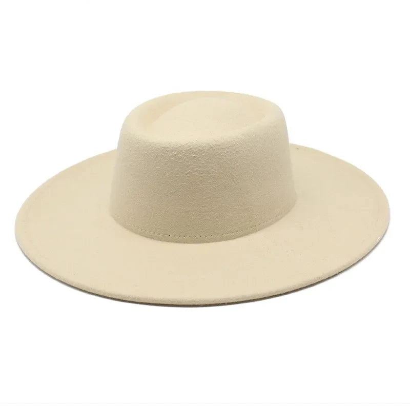 Classic British Style Big Wide Brim Fedora Hat For Women Winter Felt-Winter Hats-Arimonz-Arimonz