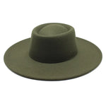 Classic British Style Big Wide Brim Fedora Hat For Women Winter Felt-Winter Hats-Arimonz-Army Green-57-59CM (22-23 inches)-Arimonz