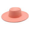 Classic British Style Big Wide Brim Fedora Hat For Women Winter Felt-Winter Hats-Arimonz-Leather Pink-57-59CM (22-23 inches)-Arimonz