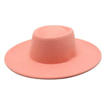 Classic British Style Big Wide Brim Fedora Hat For Women Winter Felt-Winter Hats-Arimonz-Leather Pink-57-59CM (22-23 inches)-Arimonz