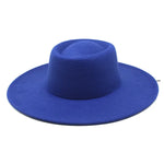 Classic British Style Big Wide Brim Fedora Hat For Women Winter Felt-Winter Hats-Arimonz-Royal blue-57-59CM (22-23 inches)-Arimonz