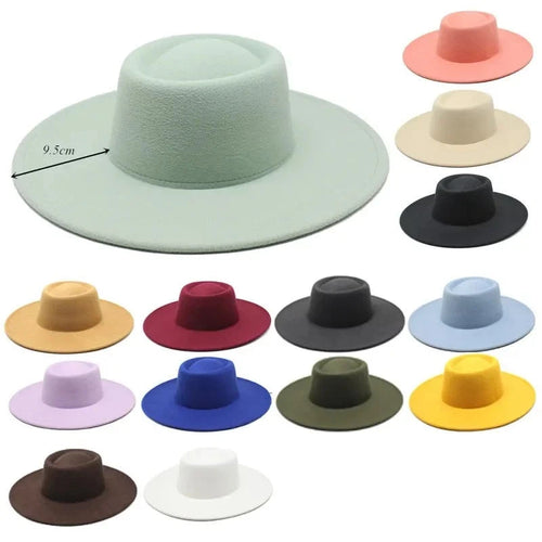 Classic British Style Big Wide Brim Fedora Hat For Women Winter Felt-Winter Hats-Arimonz-Arimonz