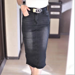 Classic Denim Skirt Women Long Jean Skirt High Waist Pencil Skirt-Denim Skirts-Arimonz-Black-S-Arimonz