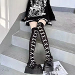 Classic Lolita Black Goth Cute Stockings Thigh Highs Gothic Long Socks-Socks & Tights-Arimonz-Arimonz