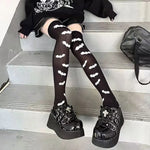 Classic Lolita Black Goth Cute Stockings Thigh Highs Gothic Long Socks-Socks & Tights-Arimonz-style 2-Arimonz