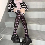 Classic Lolita Black Goth Cute Stockings Thigh Highs Gothic Long Socks-Socks & Tights-Arimonz-style 4-Arimonz