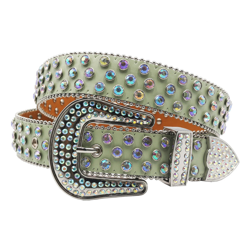 Classic style Western Y2K Rhinestone Belts Studded Women Belts-Belts-Arimonz-Green-105CM/41inches-Arimonz