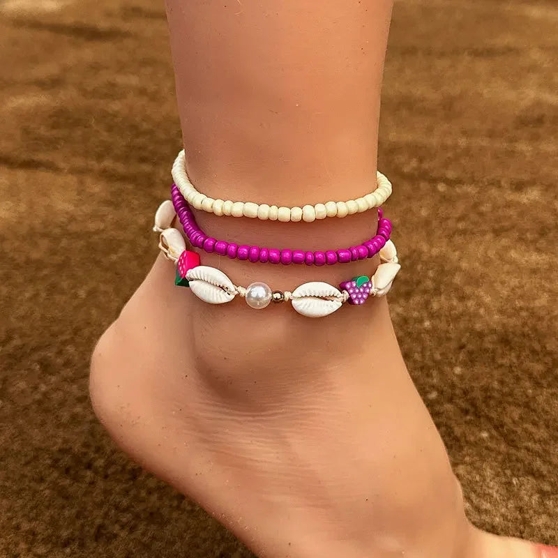 Colorful Handmade Beads Bohemian Anklet Set Boho Shell Charm Jewelry-Anklets-Arimonz-Style B-Arimonz