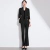Commuter Jacket Trousers Suit Business Chic Office Blazer Pants Set-Wear To Work Sets-Arimonz-Black-S(US-4)-Arimonz