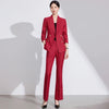 Commuter Jacket Trousers Suit Business Chic Office Blazer Pants Set-Wear To Work Sets-Arimonz-Red-S(US-4)-Arimonz