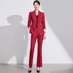 Commuter Jacket Trousers Suit Business Chic Office Blazer Pants Set-Wear To Work Sets-Arimonz-Red-S(US-4)-Arimonz