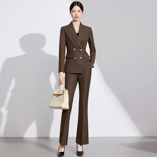 Commuter Jacket Trousers Suit Business Chic Office Blazer Pants Set-Wear To Work Sets-Arimonz-Arimonz