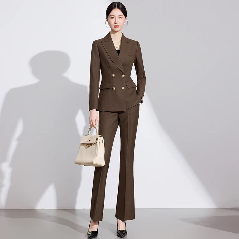 Commuter Jacket Trousers Suit Business Chic Office Blazer Pants Set-Wear To Work Sets-Arimonz-Arimonz
