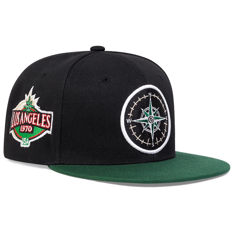Compass Embroidery Adjustable Sunscreen Leisure Hat Unisex Snapback Cap-Women's Caps-Arimonz-Black-Arimonz