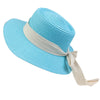Concave Top Straw Hat with Bow Ribbon Wide Brim Sunshade Hat-Summer Hats-Arimonz-Arimonz