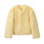 Cool Street Winter Fashion Fluffy Fur Jacket Round Neck Faux Fur Coat-Fuzzy Jackets-Arimonz-yellow fox fur coat-S-Arimonz