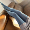 Cotton Blends Bottoming Socks Retro Knitted Winter Stripe Tights-Socks & Tights-Arimonz-Lake Blue-One Size-Arimonz
