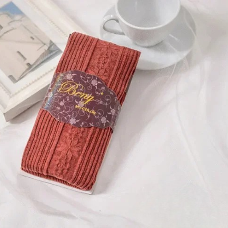 Cotton Blends Bottoming Socks Retro Knitted Winter Stripe Tights-Socks & Tights-Arimonz-Orange-One Size-Arimonz
