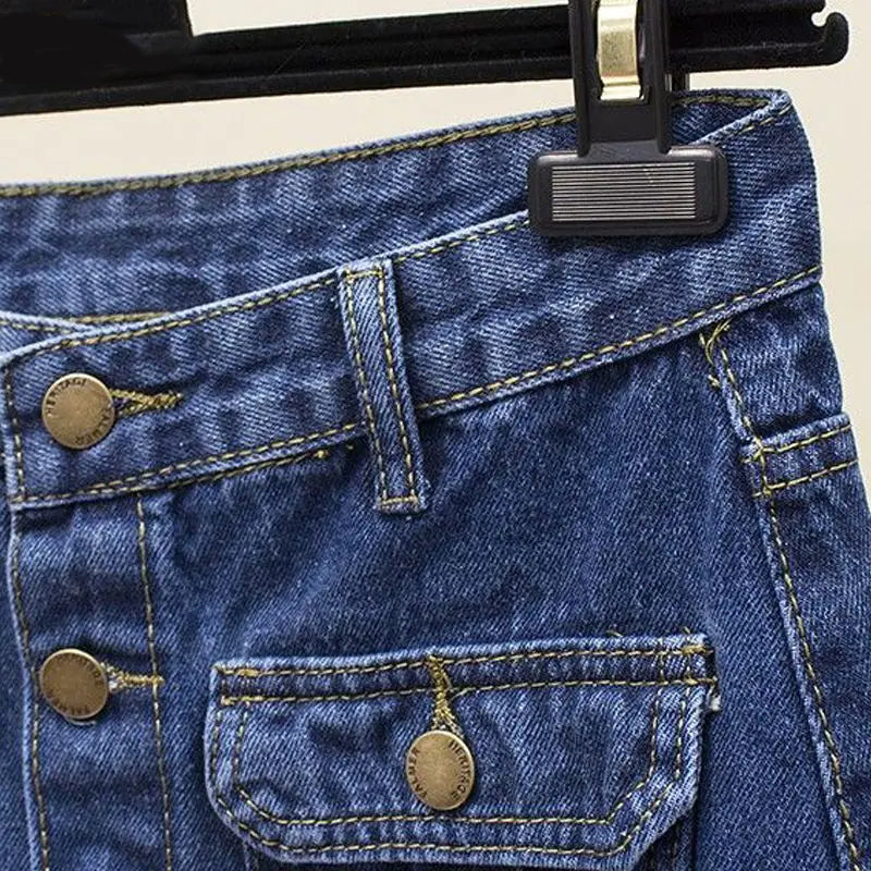 Cotton Denim High Waist With Belt A-Line Women Skirt-Jeans-Arimonz-Arimonz