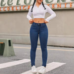 Cotton Elastic Denim Stretch Skinny Jeans Pants for Women-Skinny Jeans-Arimonz-Arimonz