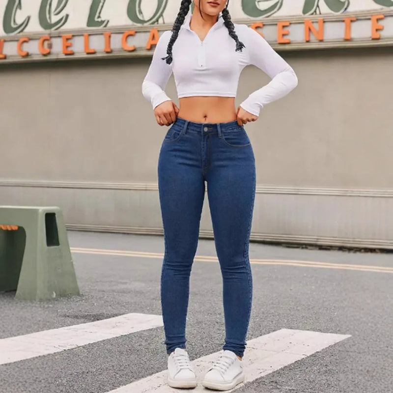Cotton Elastic Denim Stretch Skinny Jeans Pants for Women-Skinny Jeans-Arimonz-Arimonz