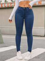 Cotton Elastic Denim Stretch Skinny Jeans Pants for Women-Skinny Jeans-Arimonz-Blue-S-Arimonz